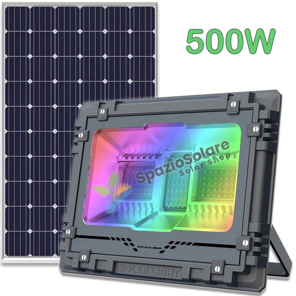 Faro 500w con pannello solare con funzione rgb