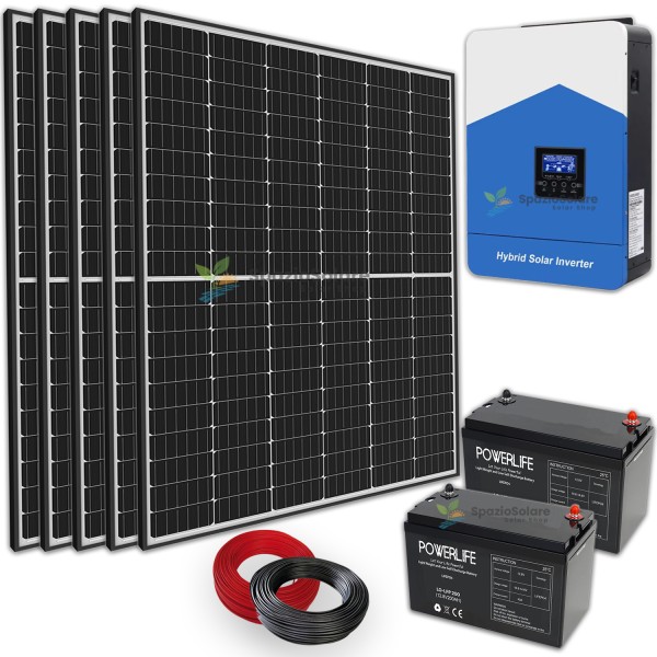 Impianto fotovoltaico 3 KW con accumulo da 5 kw litio lifepo4 ed inverter ibrido 4.5 kw Off Grid wifi
