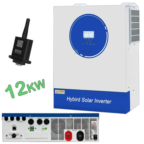 Inverter ibrido 12Kv 48v 220v WI-FI OFF-GRID / ON-GRID DOPPIO MPPT 160A RS485