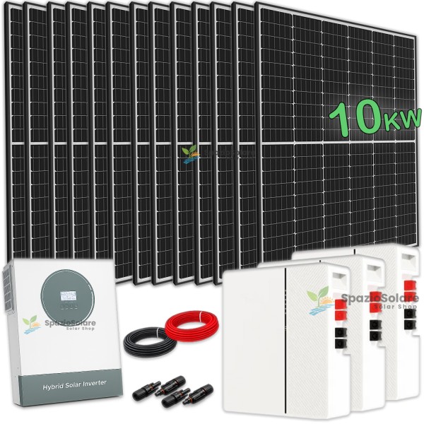 10kw + 15 kwh Monofase Impianto fotovoltaico 10 KW con accumulo da 15 kwh litio lifepo4 ed inverter ibrido 11 kw Off Grid wifi