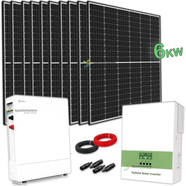6kw + 10kwh Trifase Impianto fotovoltaico 6 KW con accumulo da 10 kw litio lifepo4 ed inverter ibrido 21 kw Off Grid wifi