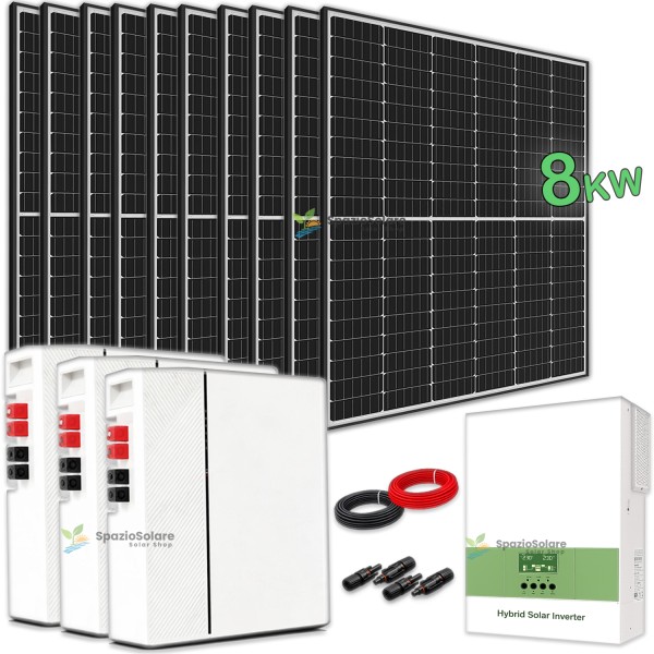 8kw + 15kwh Trifase Impianto fotovoltaico 8 KW con accumulo da 15 kw litio lifepo4 ed inverter ibrido 21 kw Off Grid wifi