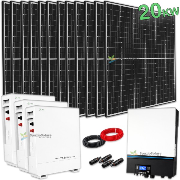 20kw + 30kwh Trifase Impianto fotovoltaico 20 KW con accumulo da 30 kw litio lifepo4 ed inverter ibrido 33 kw Off Grid wifi