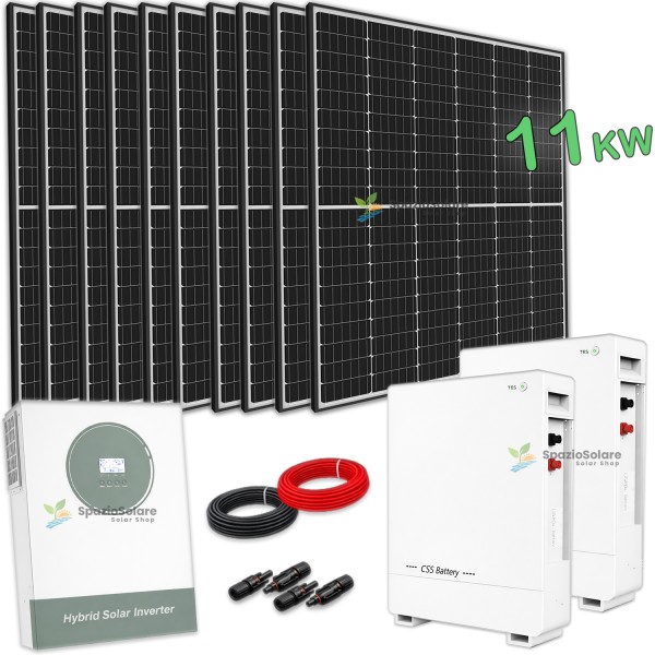 11kw + 20kwh Monofase Impianto fotovoltaico 11 KW con accumulo da 20 kwh litio lifepo4 ed inverter ibrido 11 kw Off Grid wifi