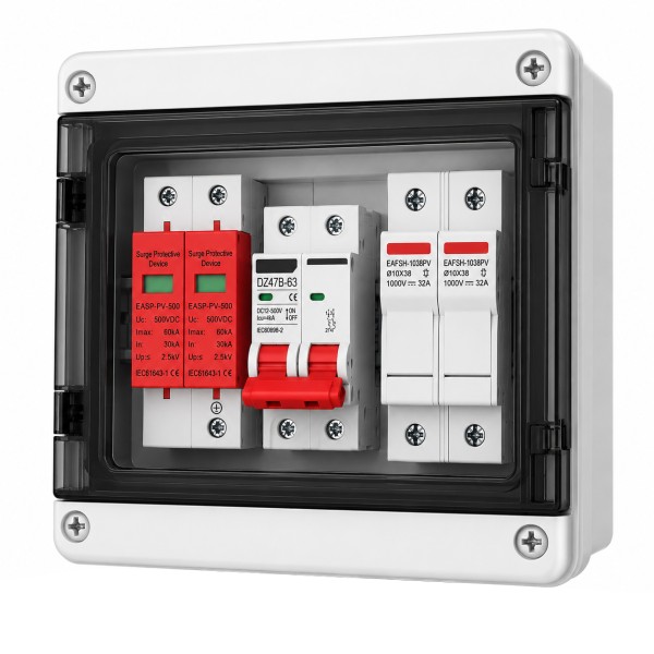 Quadro di Protezione Fotovoltaico DC 1 Stringa IP65 con SPD, Sezionatore e Portafusibili