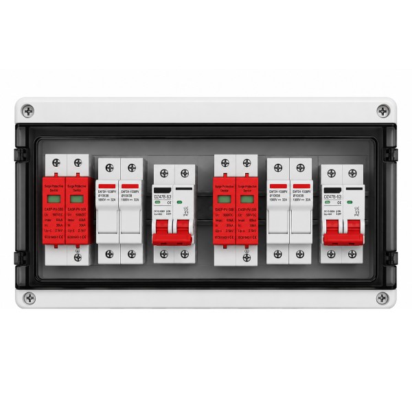 Quadro di Protezione Fotovoltaico DC 2 Stringhe IP65 con SPD, Sezionatori e Portafusibili
