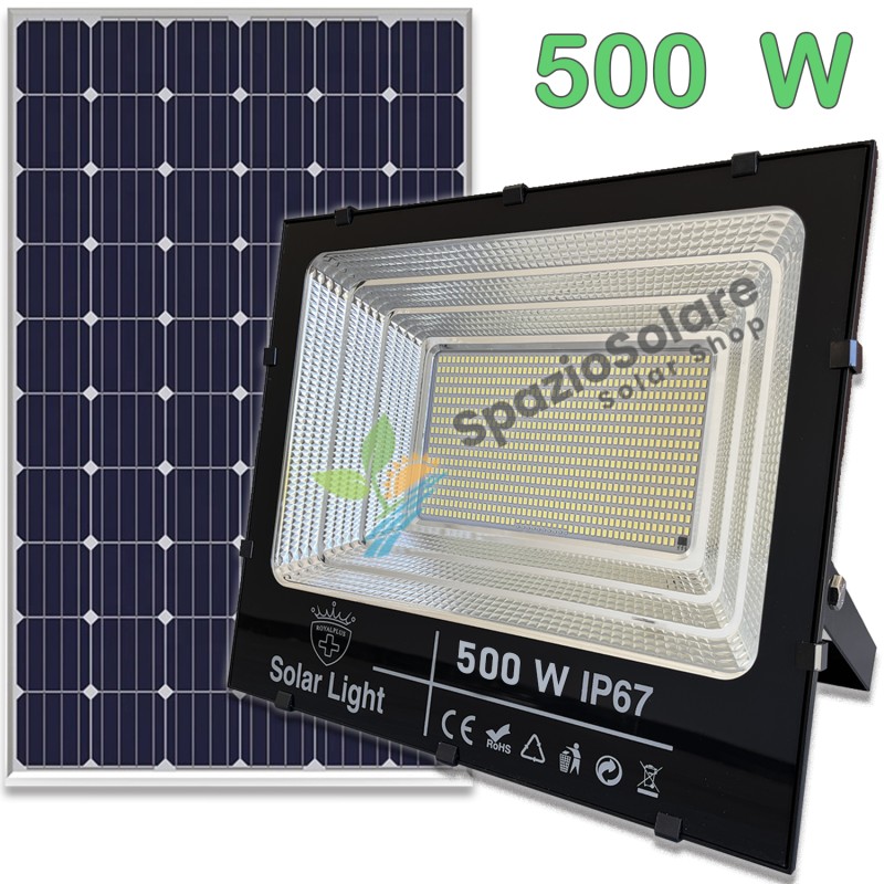 Faro faretto 500 w led pannello energia solare fotovoltaico